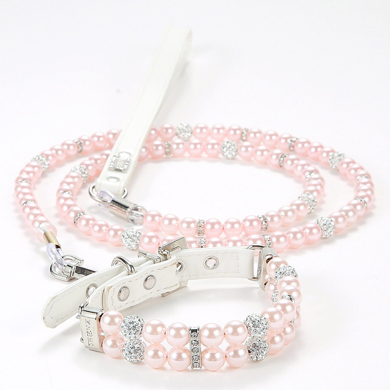 Pearl Necklace Cat & Dog Collar with Leash  MOE0011