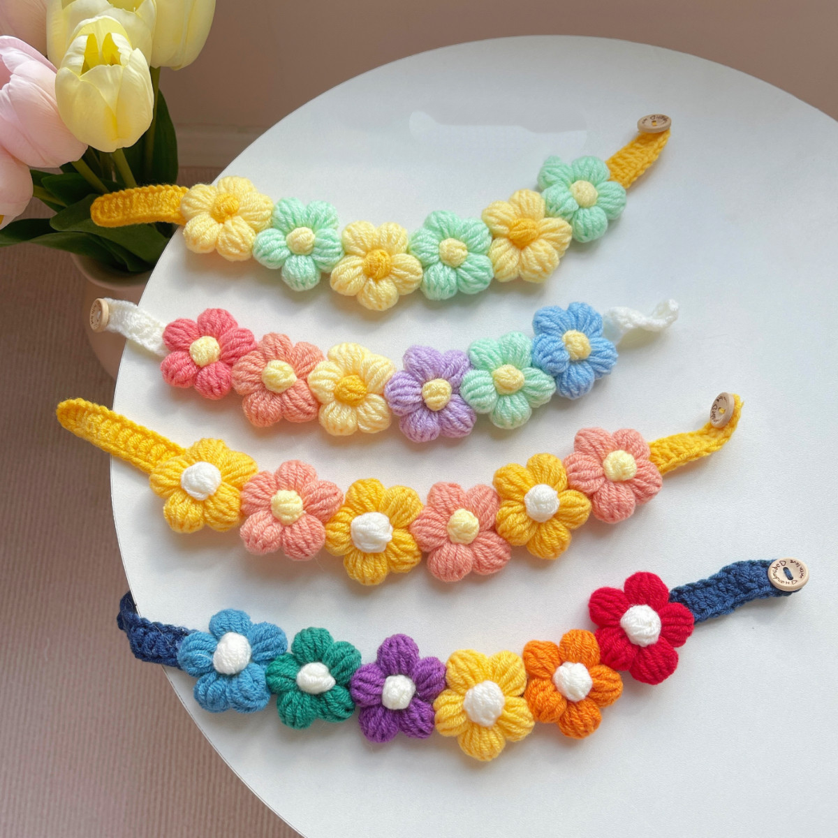 Flower knitted pet collar MOE0005