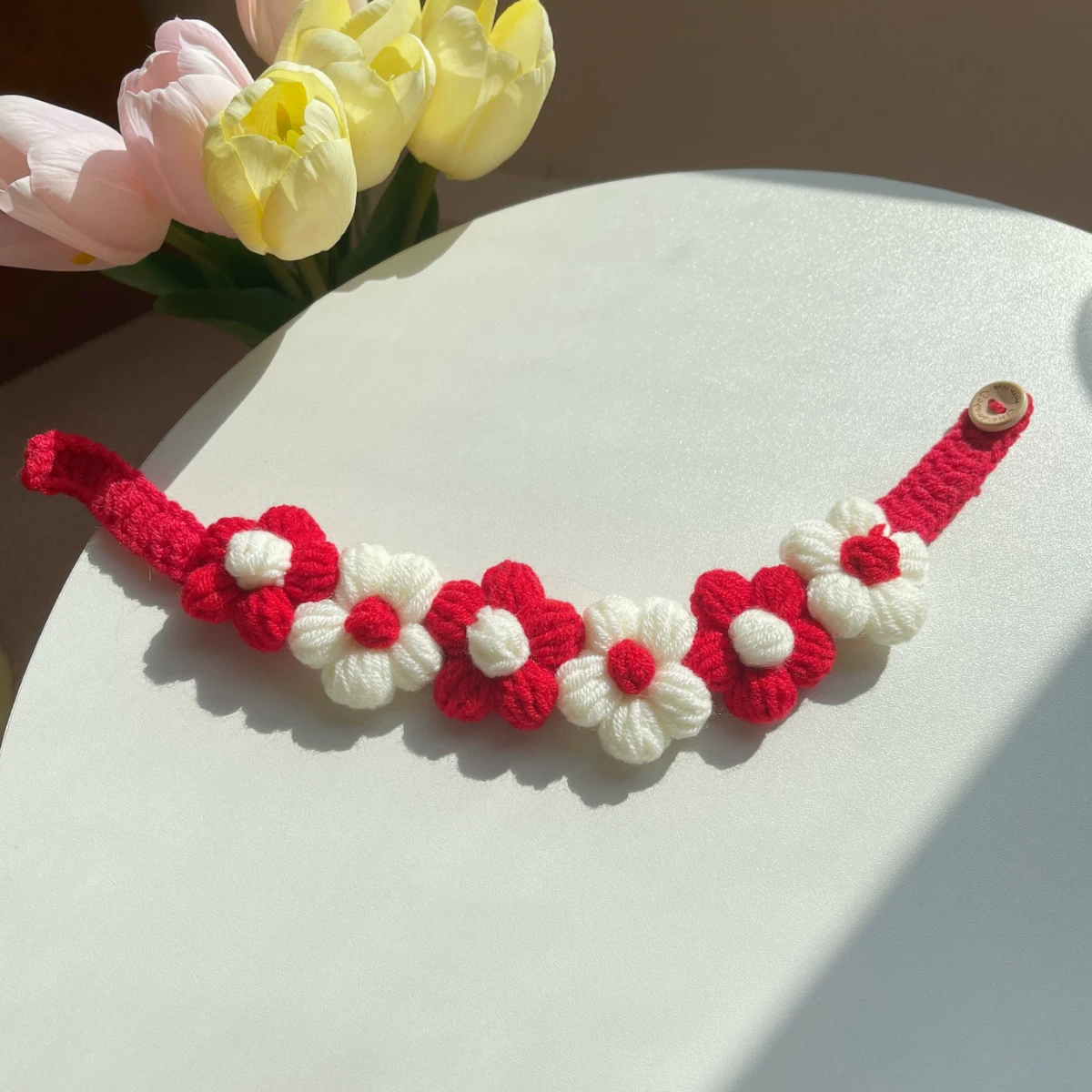 Flower knitted pet collar MOE0005