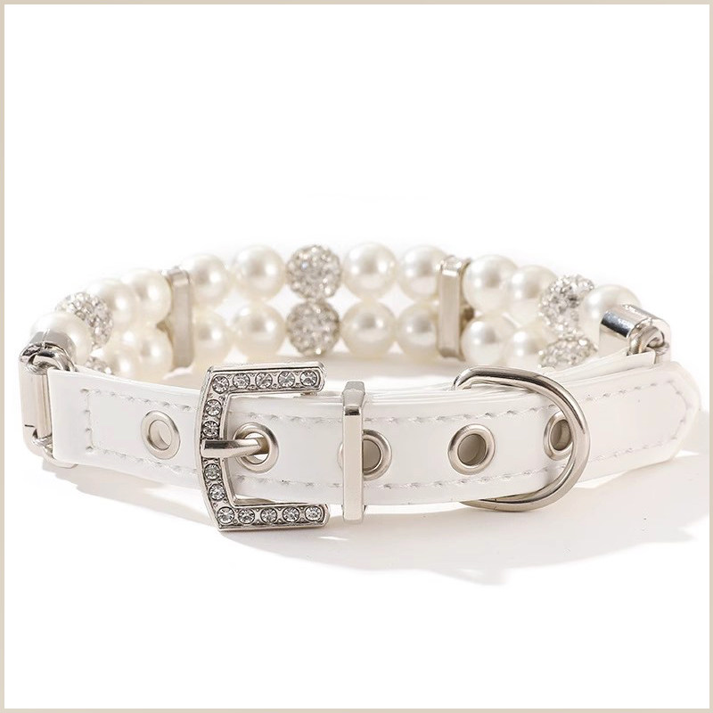 Pearl Necklace Cat & Dog Collar with Leash  MOE0011