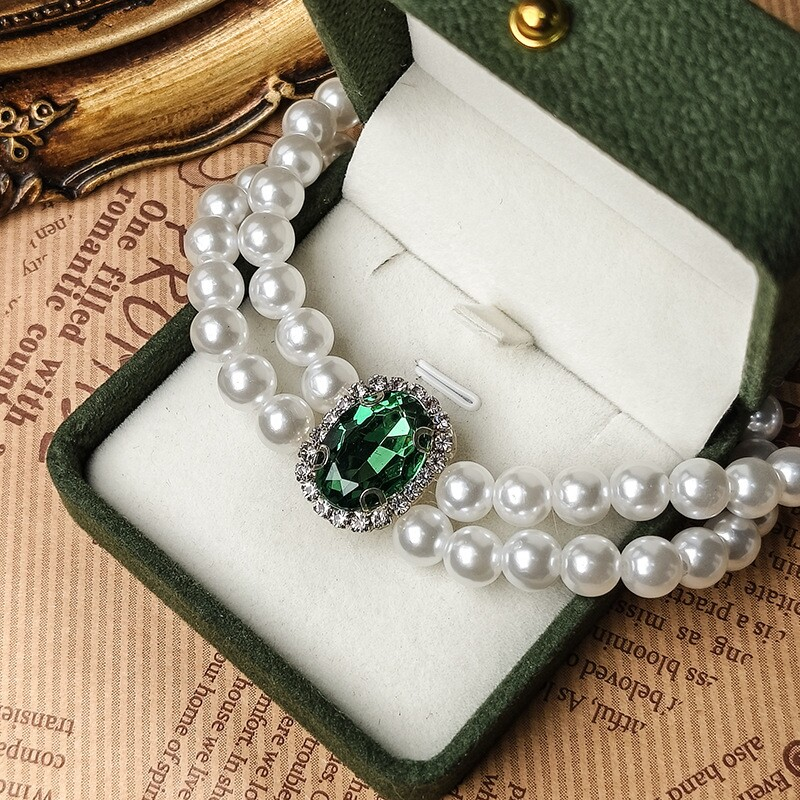 Black & White Pearl Pet Necklace Collar MOE0002