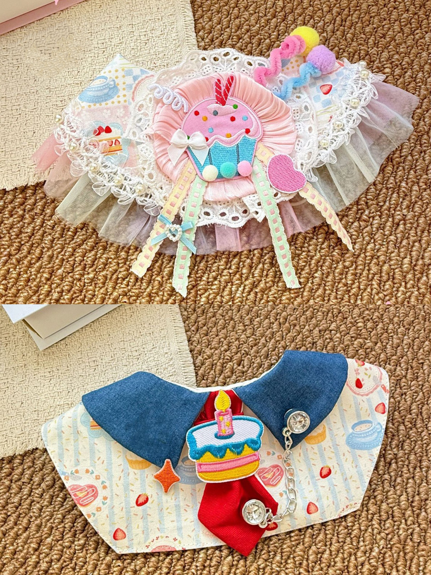 Princess Lace Pet Bib – Elastic Birthday Scarf for Cats & Dogs  MOE0021