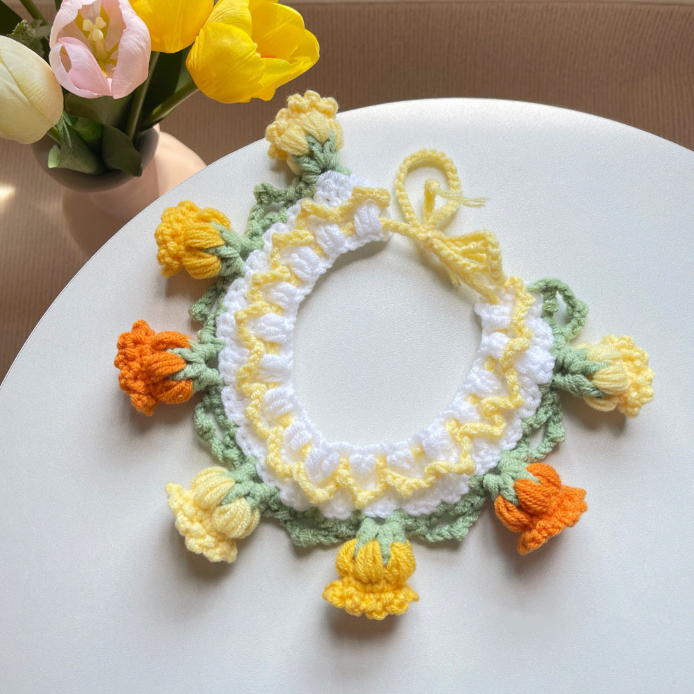 Lily of the Valley knitted pet collar MOE0004