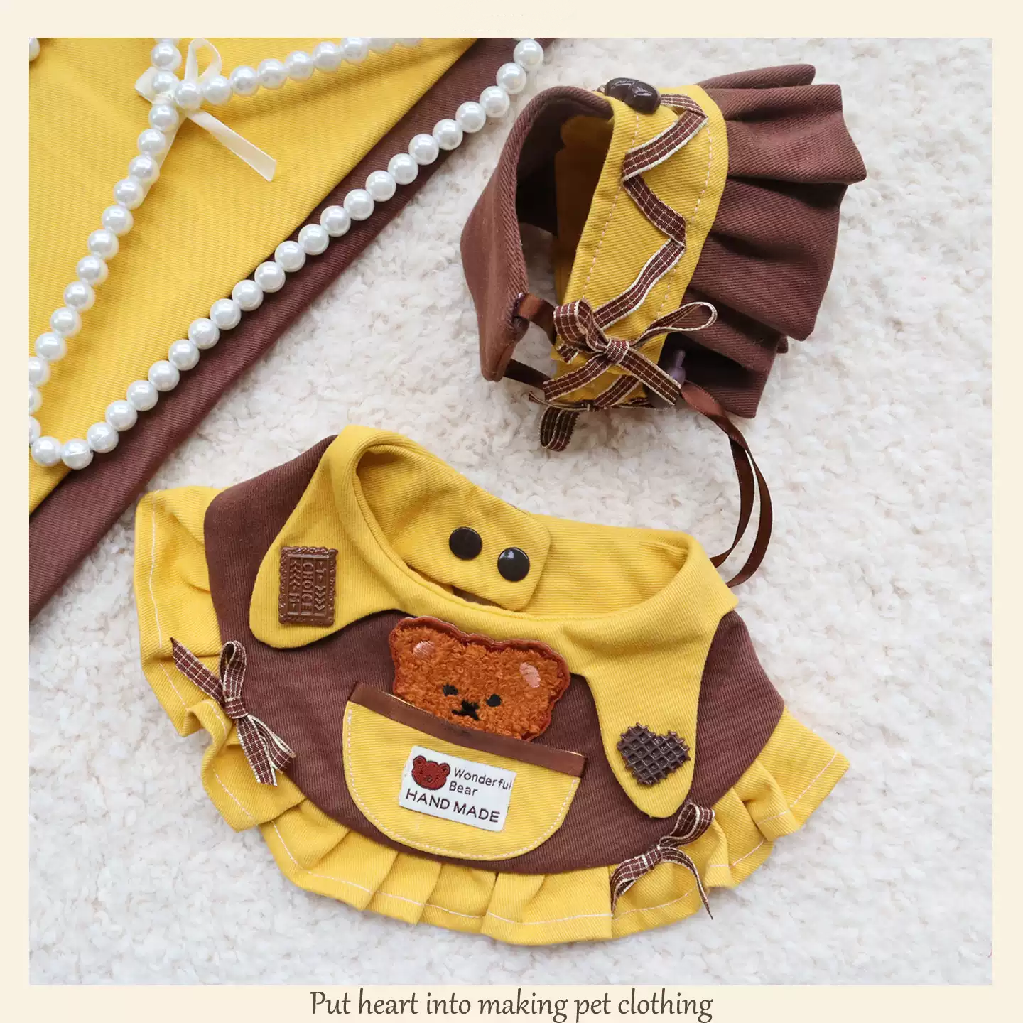 Handmade Pet Clothing & Drool Bib – Cute Fabric Bib for Cats  MOE0022