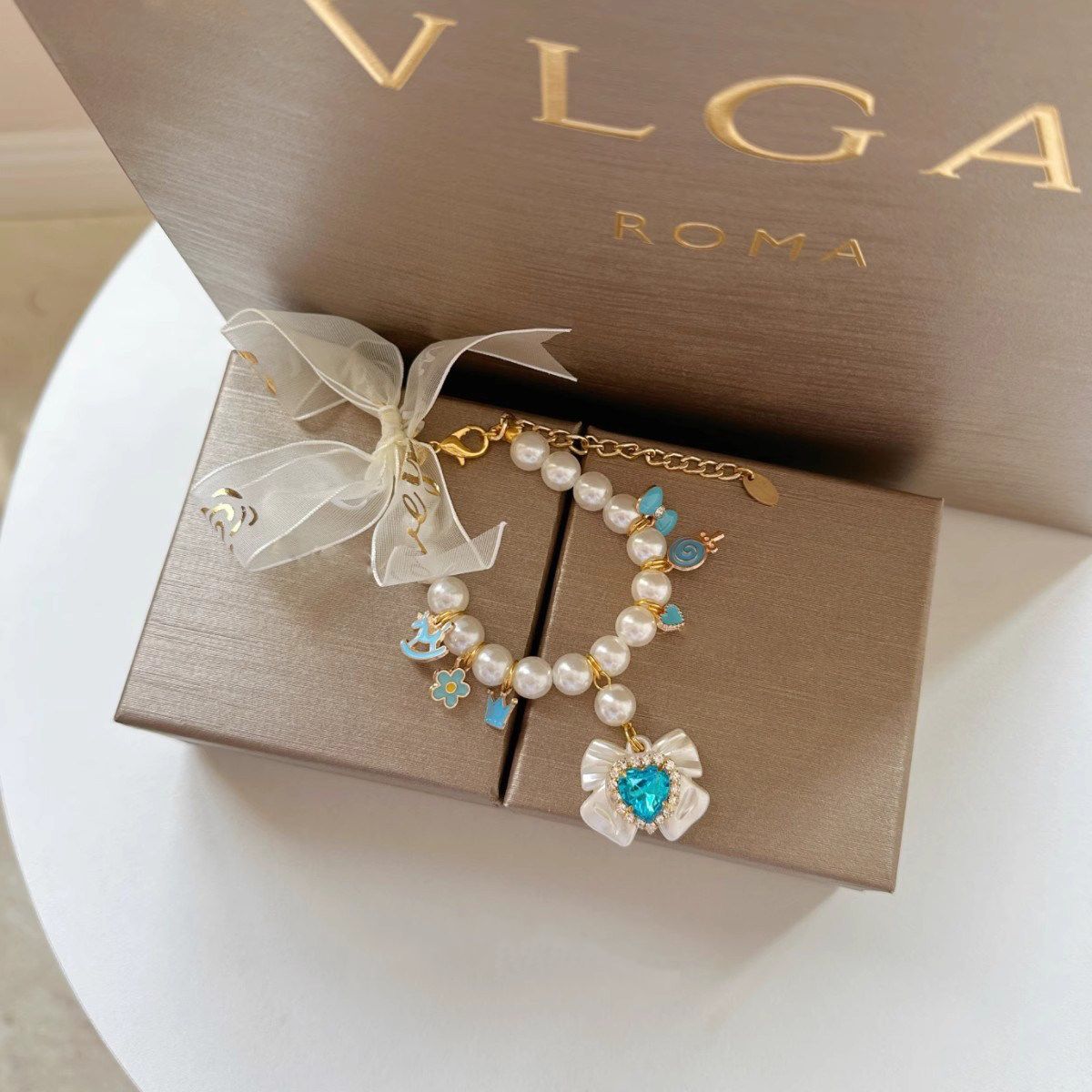 Dreamy Heart Crystal Pearl Pet Necklace Collar MOE0003