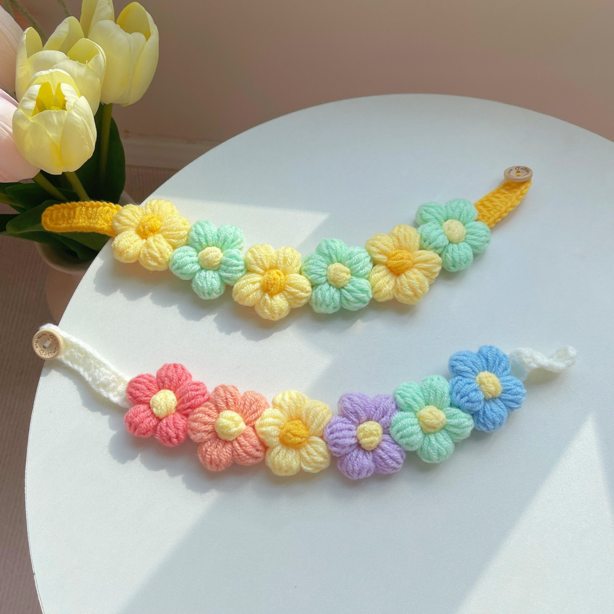 Flower knitted pet collar MOE0005