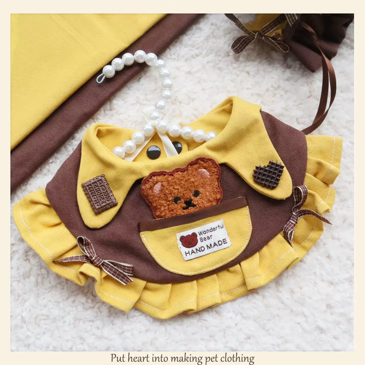 Handmade Pet Clothing & Drool Bib – Cute Fabric Bib for Cats  MOE0022