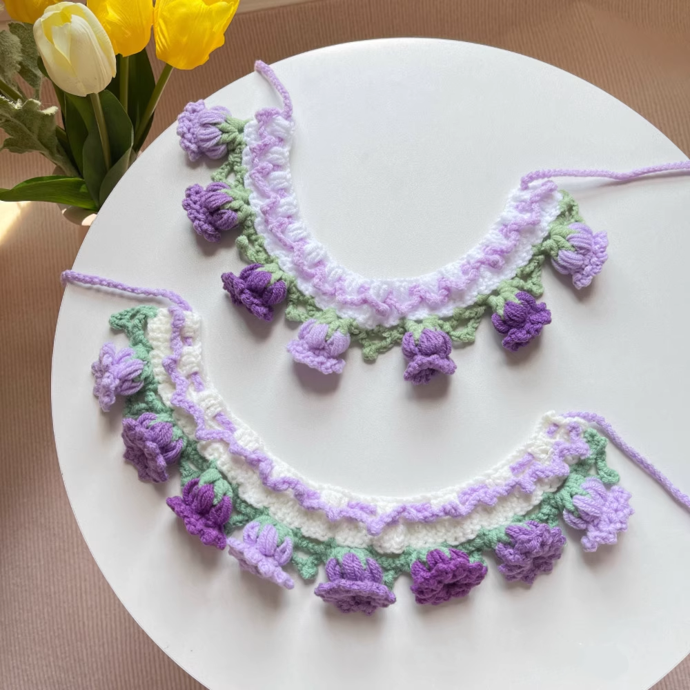 Lily of the Valley knitted pet collar MOE0004