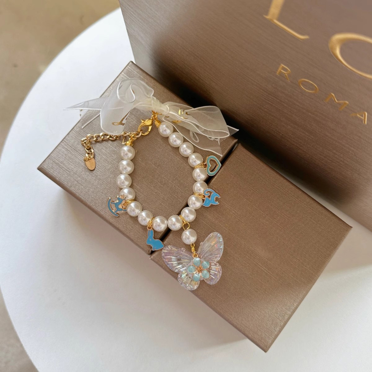 Dreamy Heart Crystal Pearl Pet Necklace Collar MOE0003
