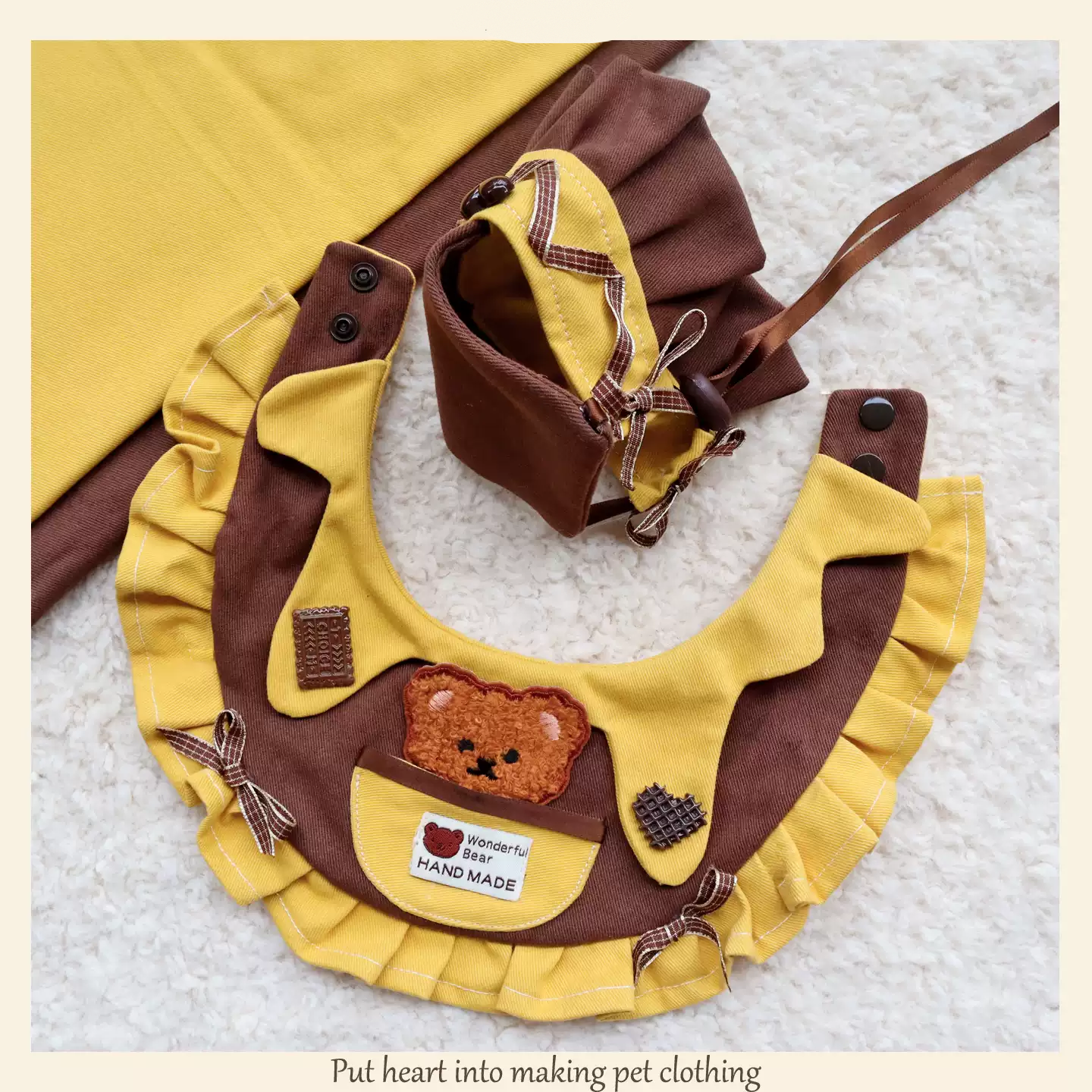 Handmade Pet Clothing & Drool Bib – Cute Fabric Bib for Cats  MOE0022