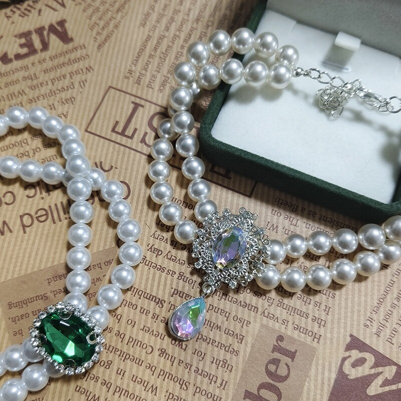 Black & White Pearl Pet Necklace Collar MOE0002