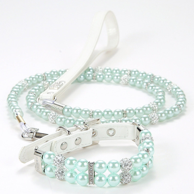 Pearl Necklace Cat & Dog Collar with Leash  MOE0011