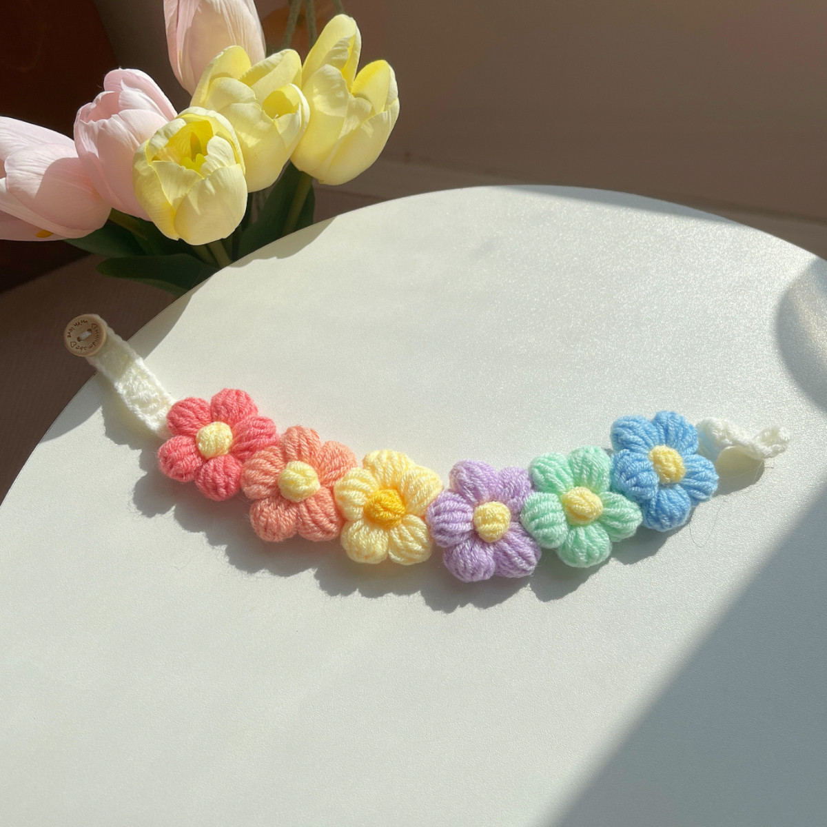 Flower knitted pet collar MOE0005