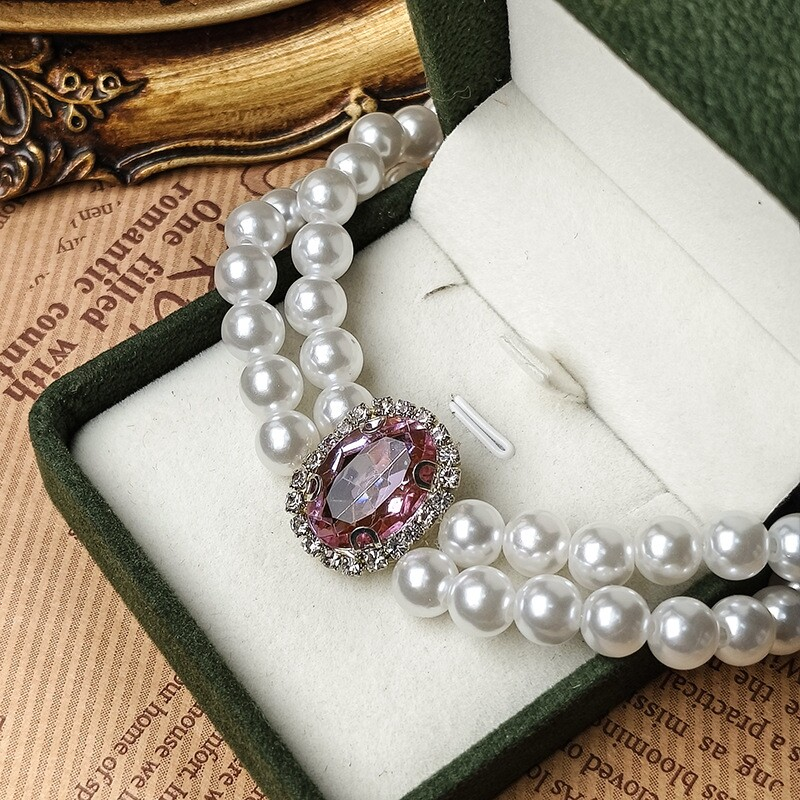 Black & White Pearl Pet Necklace Collar MOE0002